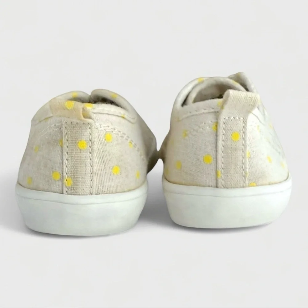 Girls Old Navy Lace-Up Yellow Polka Dot Canvas Sneakers Toddler Size 9